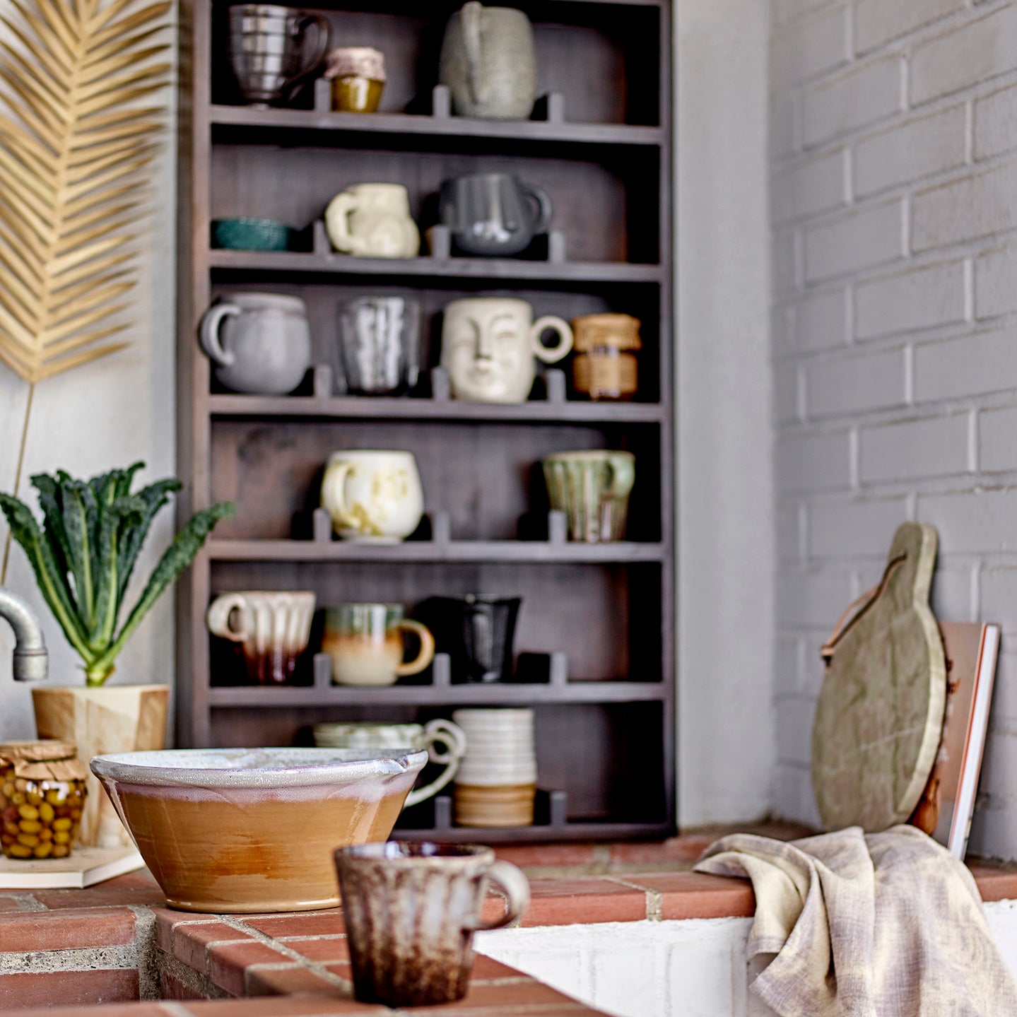 Súprava kameninových hrnčekov Bloomingville Noela 350 ml, hnedá, 82053062