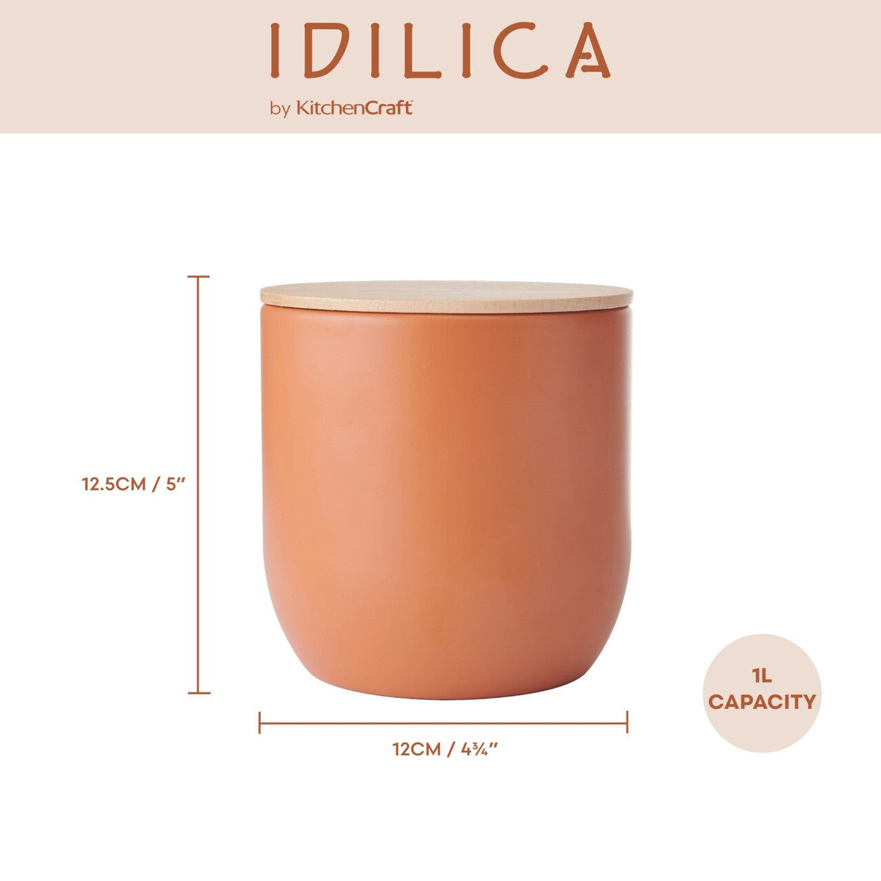 KitchenCraft Idilica storage jar 1 l, orange, IDCANMEDORG