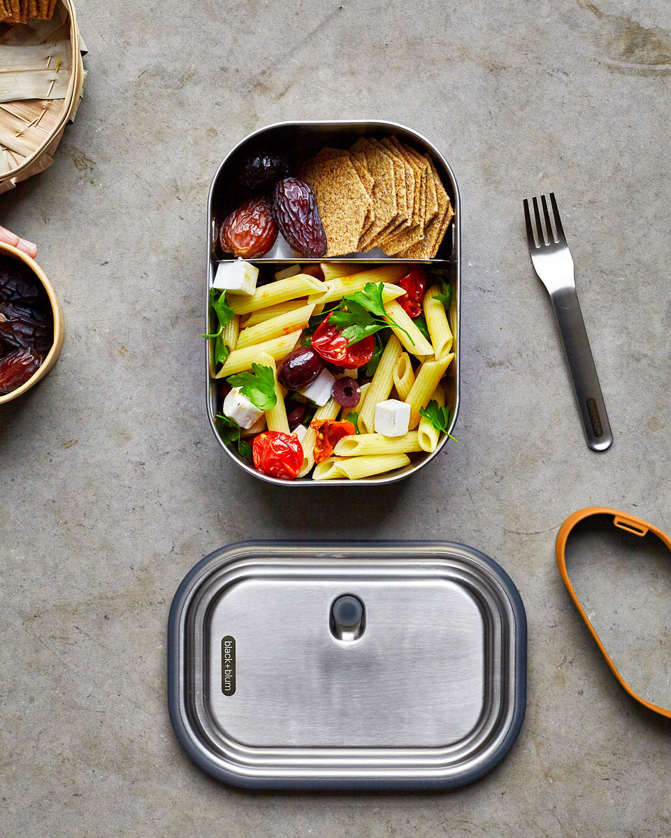 Black+Blum stainless steel snack box with fork 1 l, orange, BAM-SS-L003