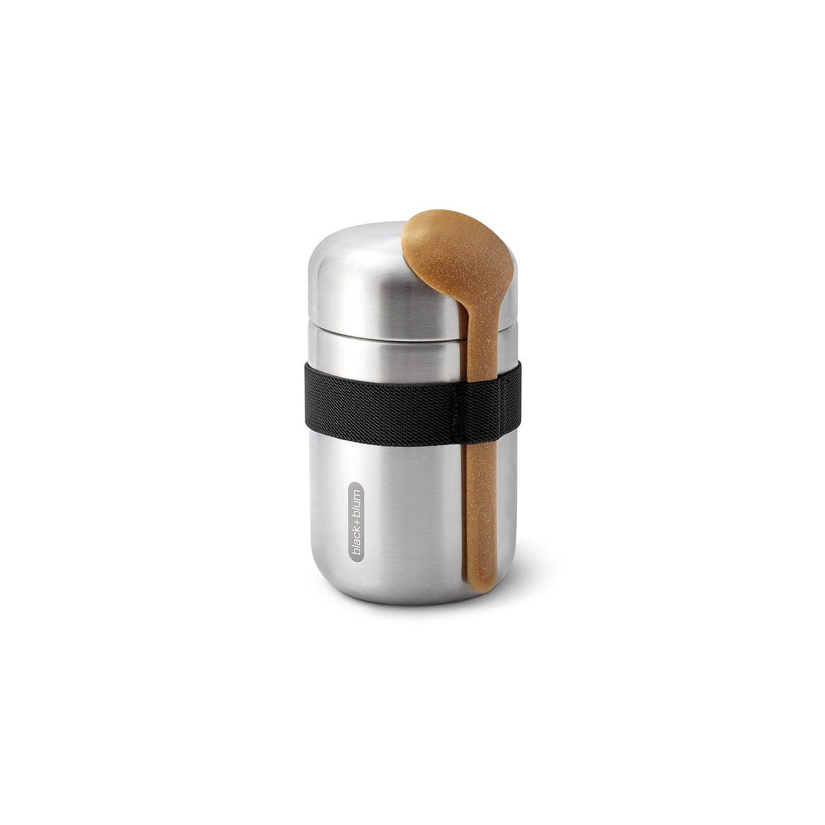 Black+Blum travel food container with spoon 0,4 l, black, BAM-FFB-S018