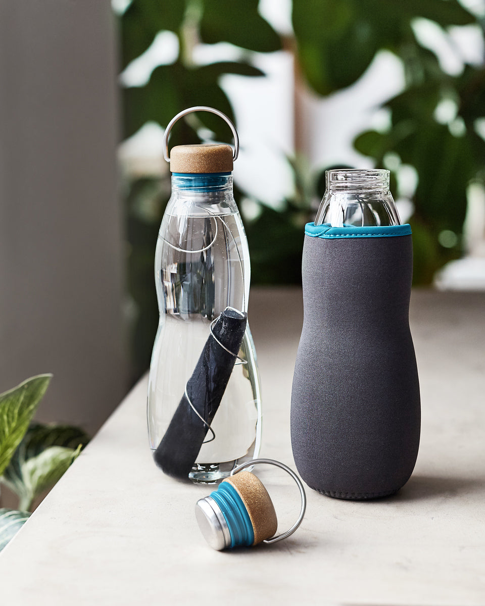 Black+Blum glass water bottle with natural filter 650 ml, ocean, EGO-EGG005