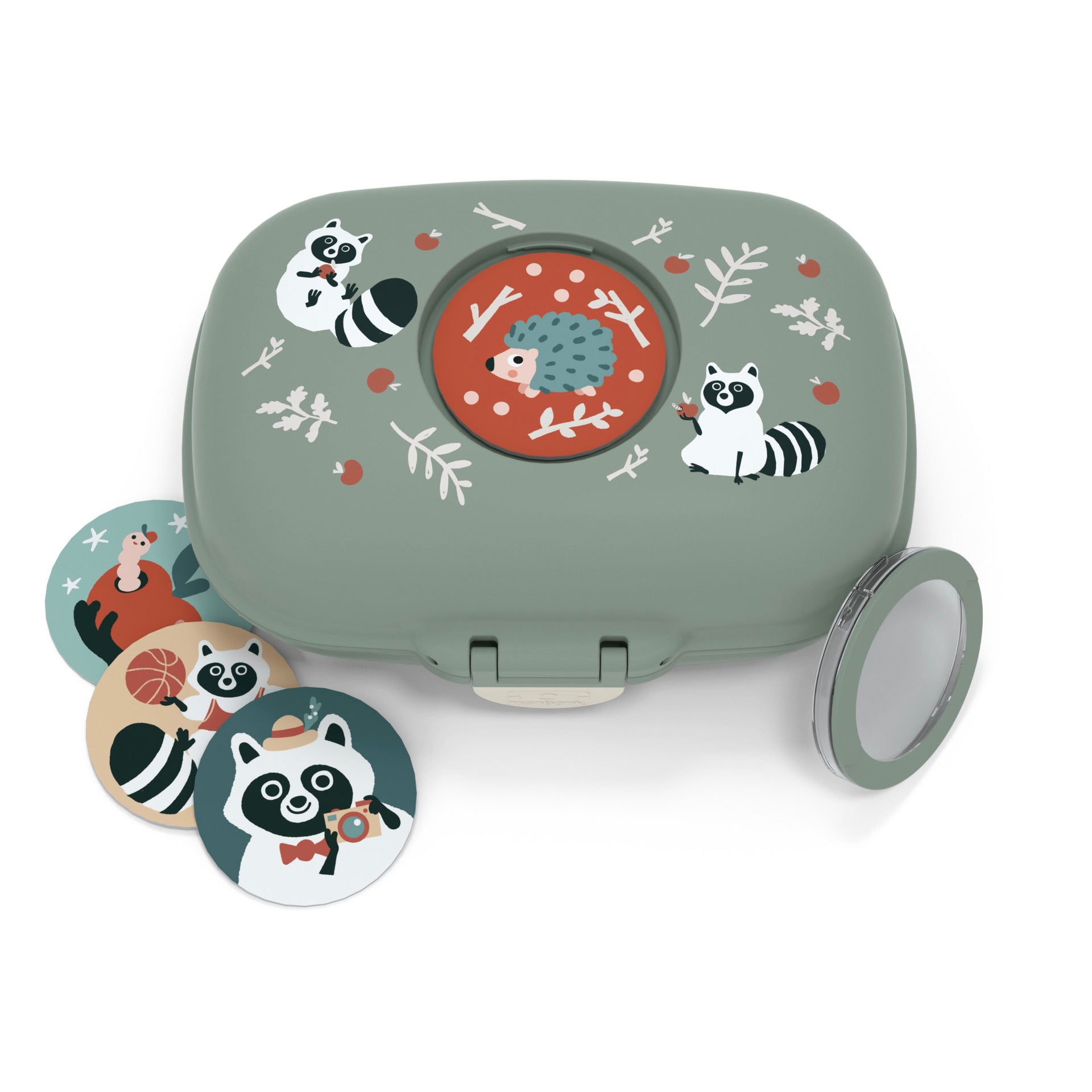 Monbento Gram children's snack box 0,6 l, green raccoon, 16014073
