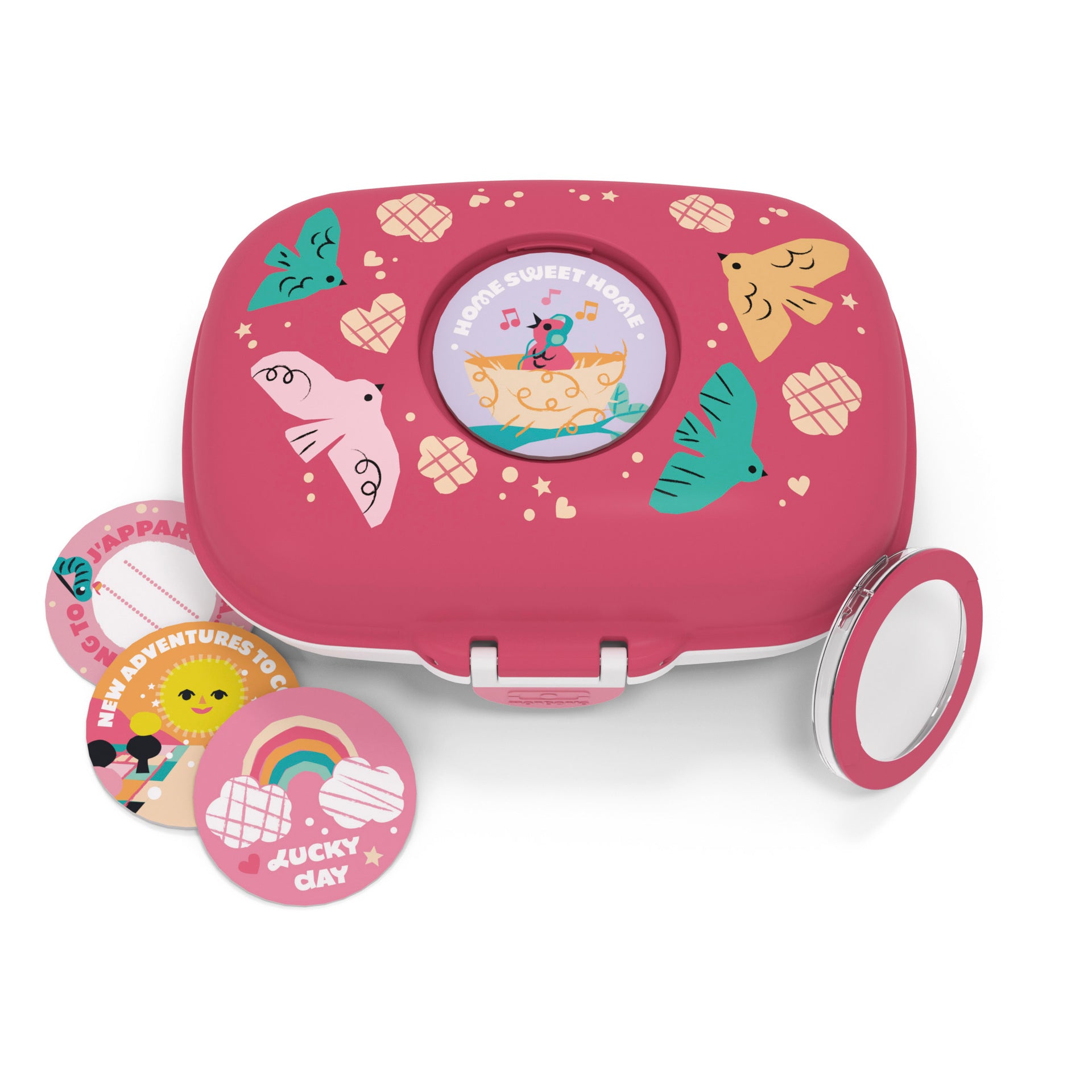 Monbento Gram children's snack box 0,6 l, pink birds, 16014121