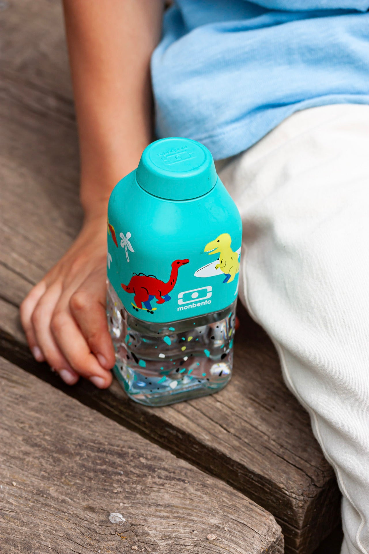 Monbento Positive S baby drinking bottle 330 ml, blue dino, 32014120