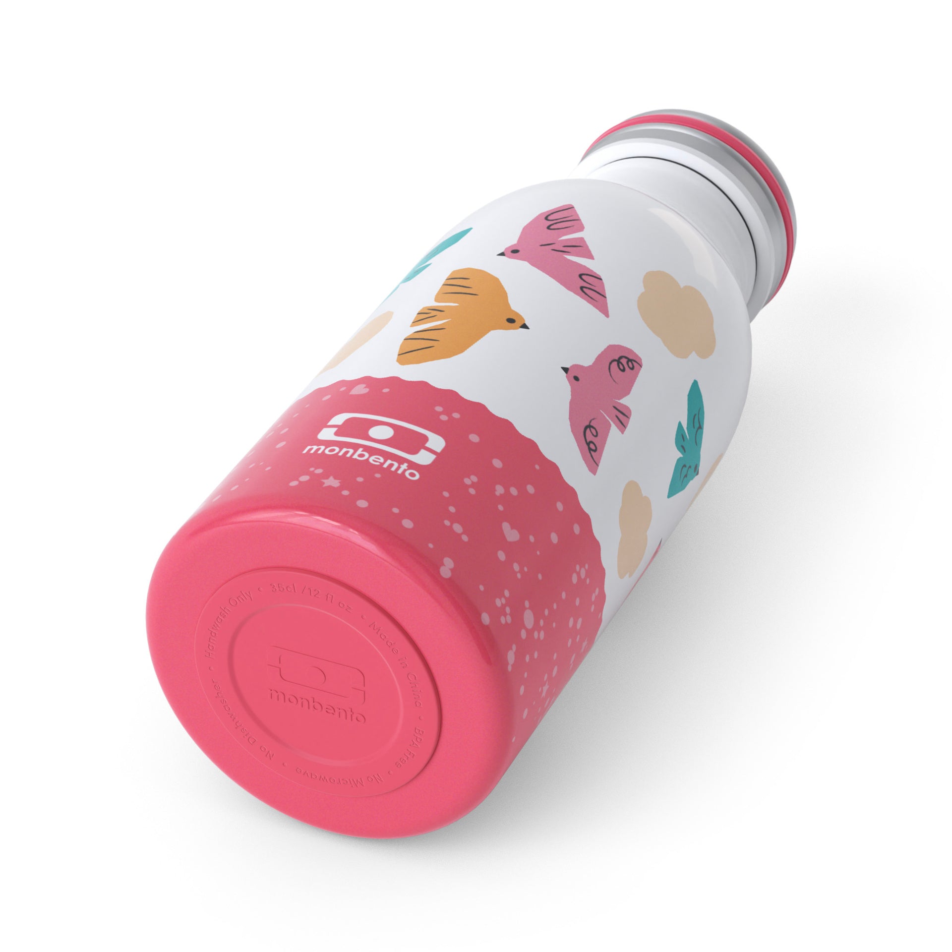 Monbento Cooly baby drinking bottle 350 ml, pink birds, 47274121
