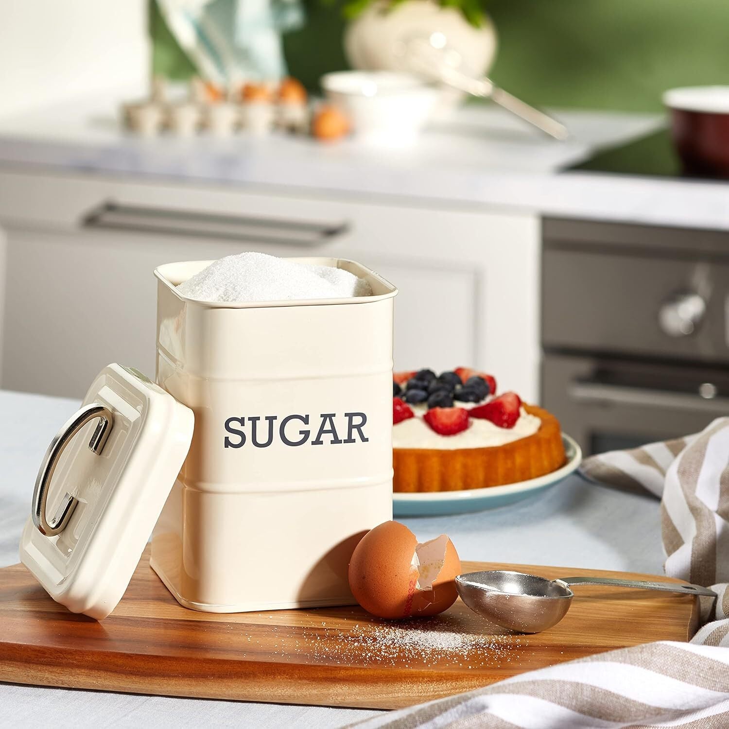 KitchenCraft Living Nostalgia sugar storage box 1,3 l, cream, LNSUGARCRE