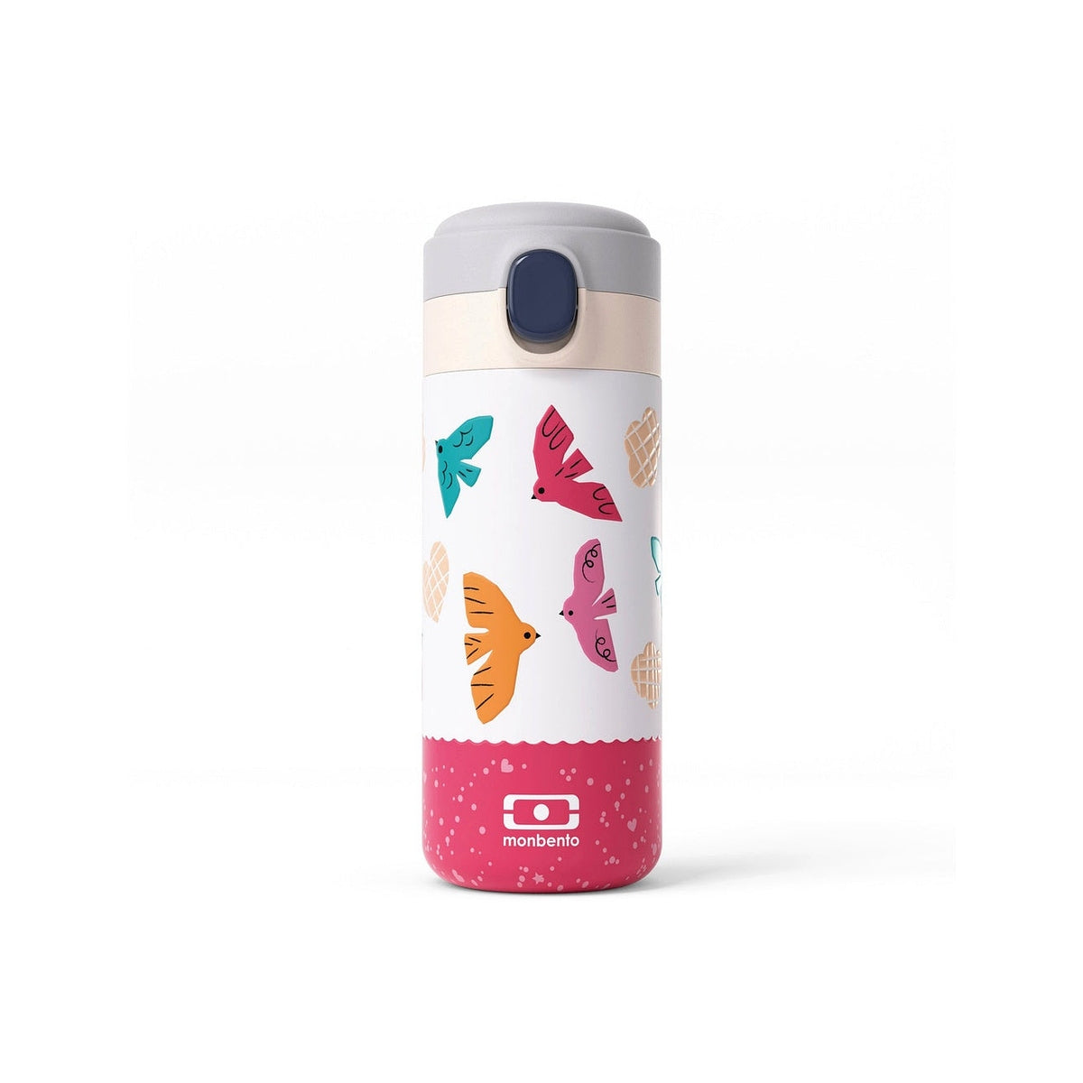 Monbento Pop baby drinking bottle 360 ml, pink birds, 36334121