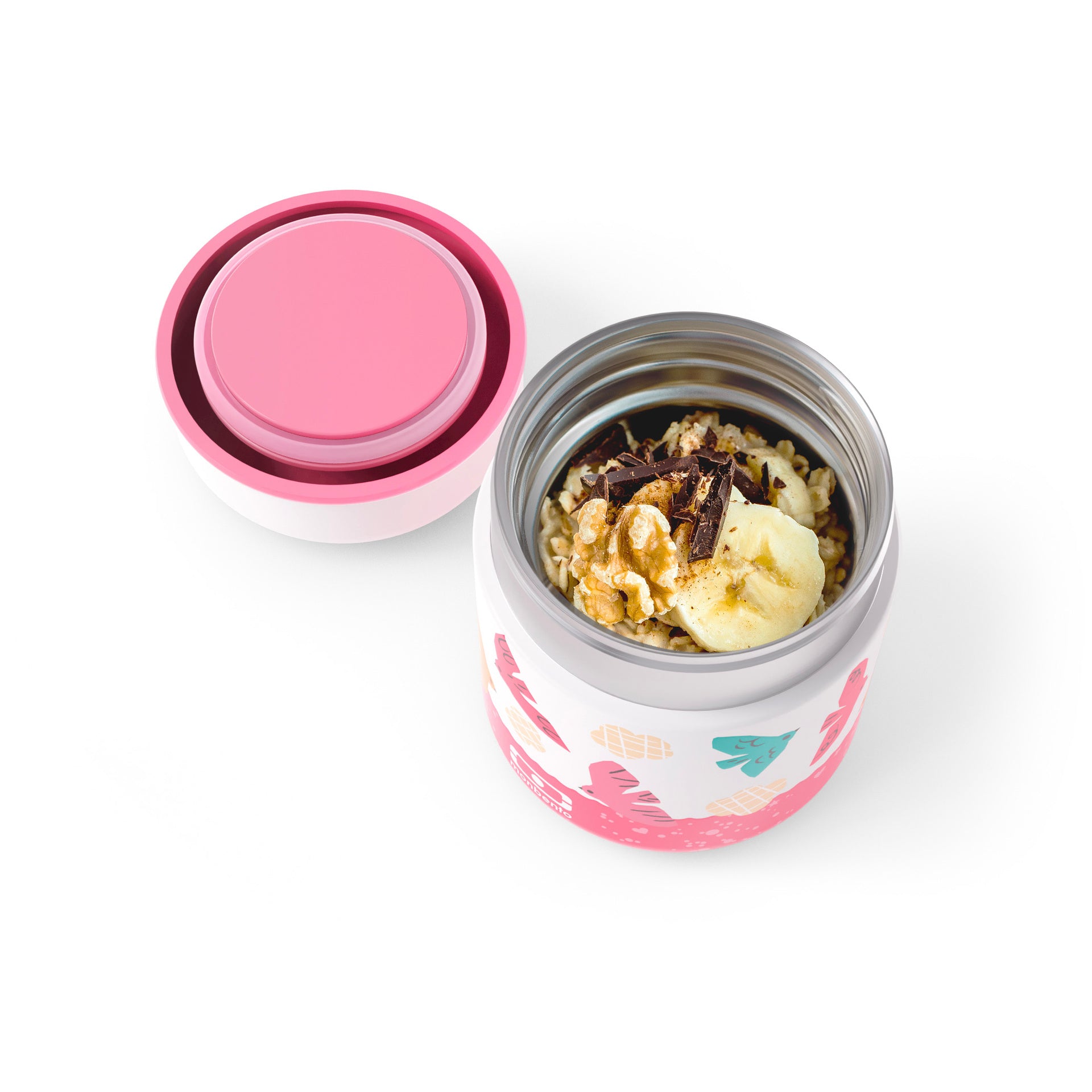 Monbento Capsule children's food thermobox 0,28 l, pink birds, 25334121