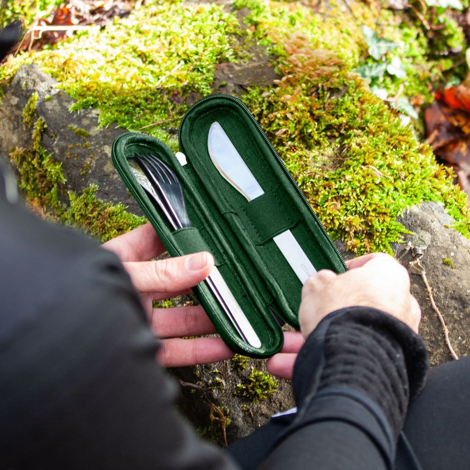 Monbento Slim Nest Trio sada nerezových příborů, green, 51300078