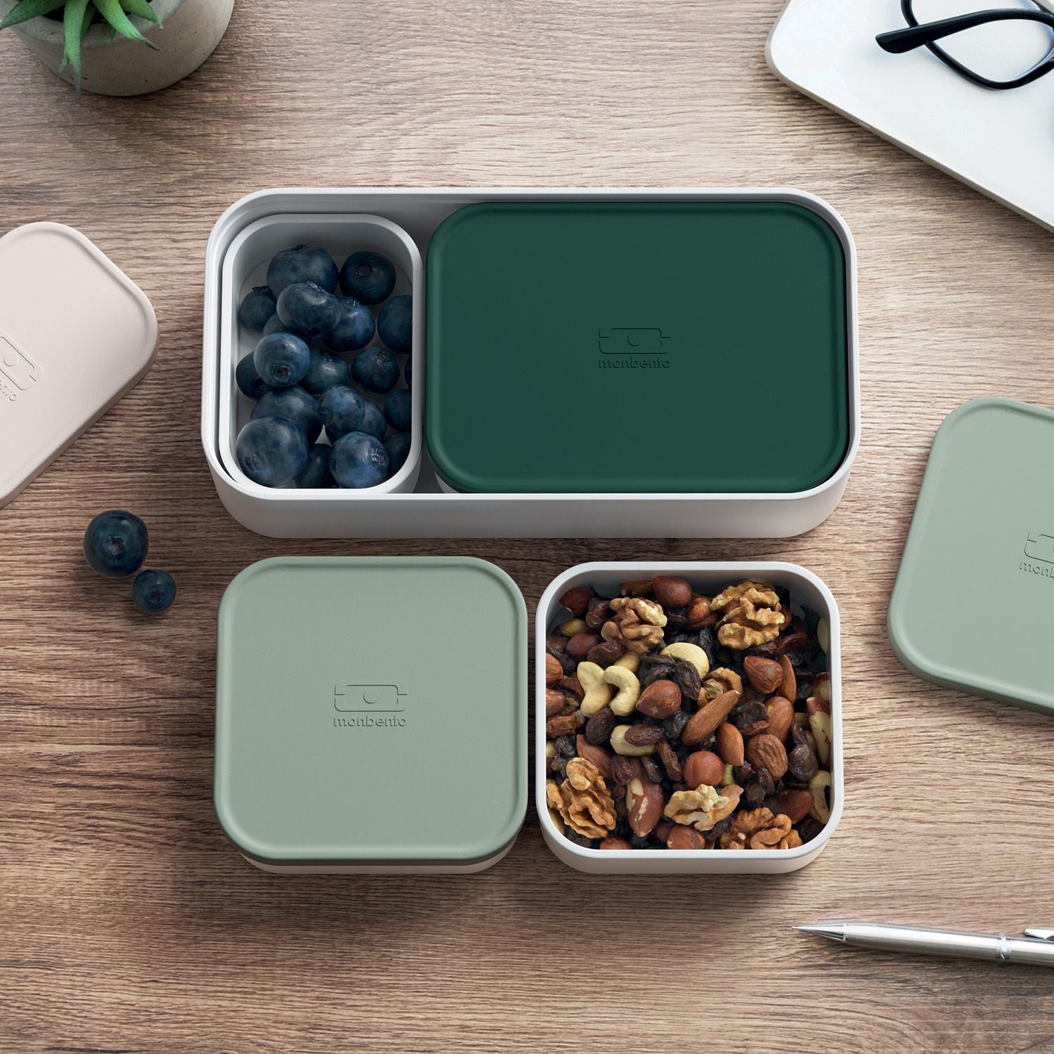 Monbento Extra compartments for snack boxes, green, 41190044