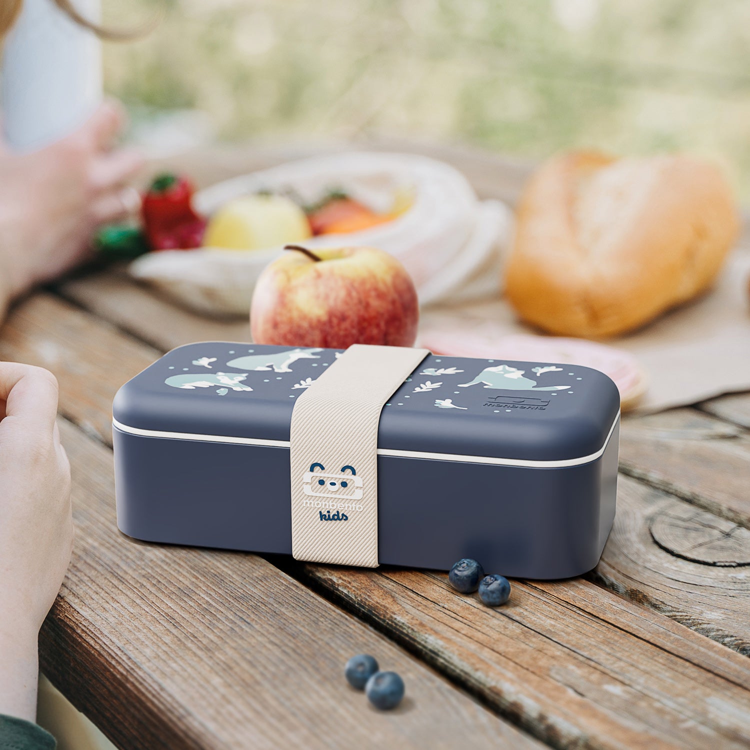 Monbento Foodie kids snack box 0,5 l, blue wolf, 12124125