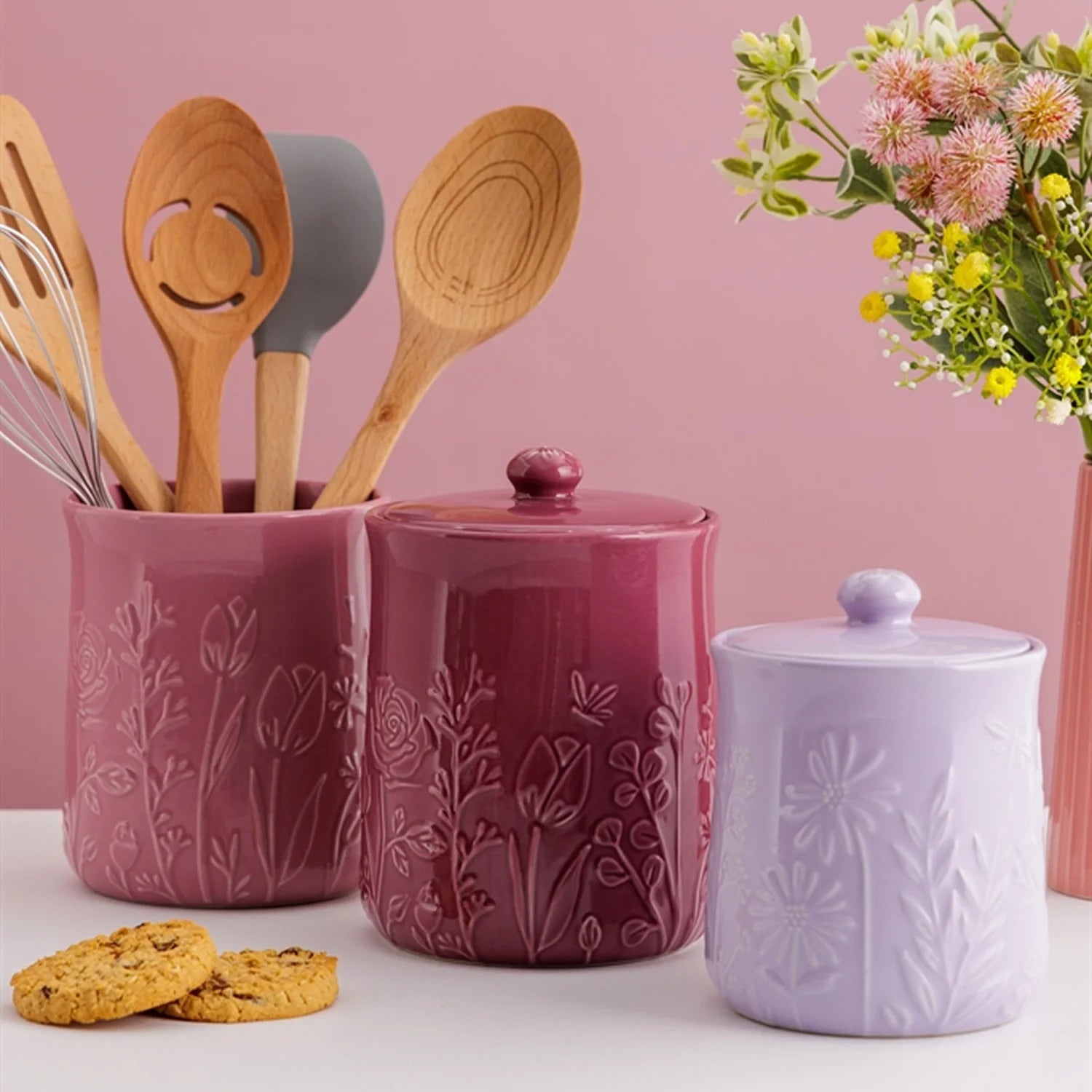 Mason Cash In The Meadow stoneware jar with lid 0,8 l, purple, 2002.312