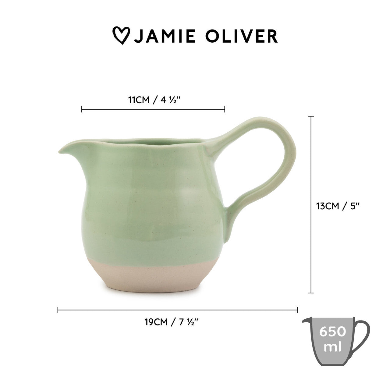 Jamie Oliver Big Love stoneware jug 650 ml, green, JOBLJOYJUG650