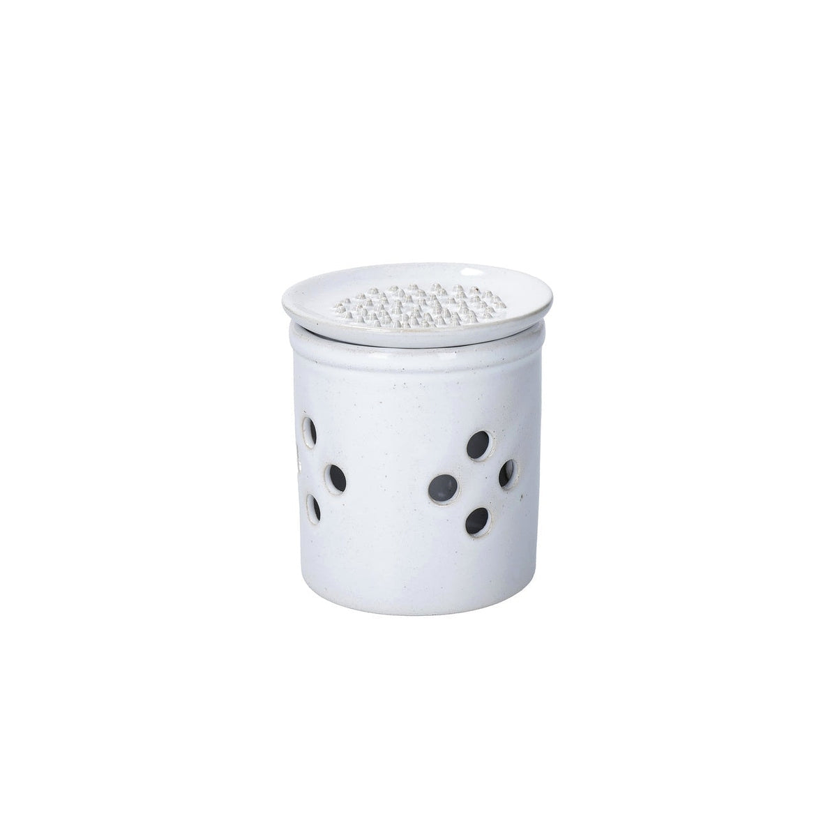 KitchenCraft Idilica garlic storage jar with grater, cream, IDGARLIC