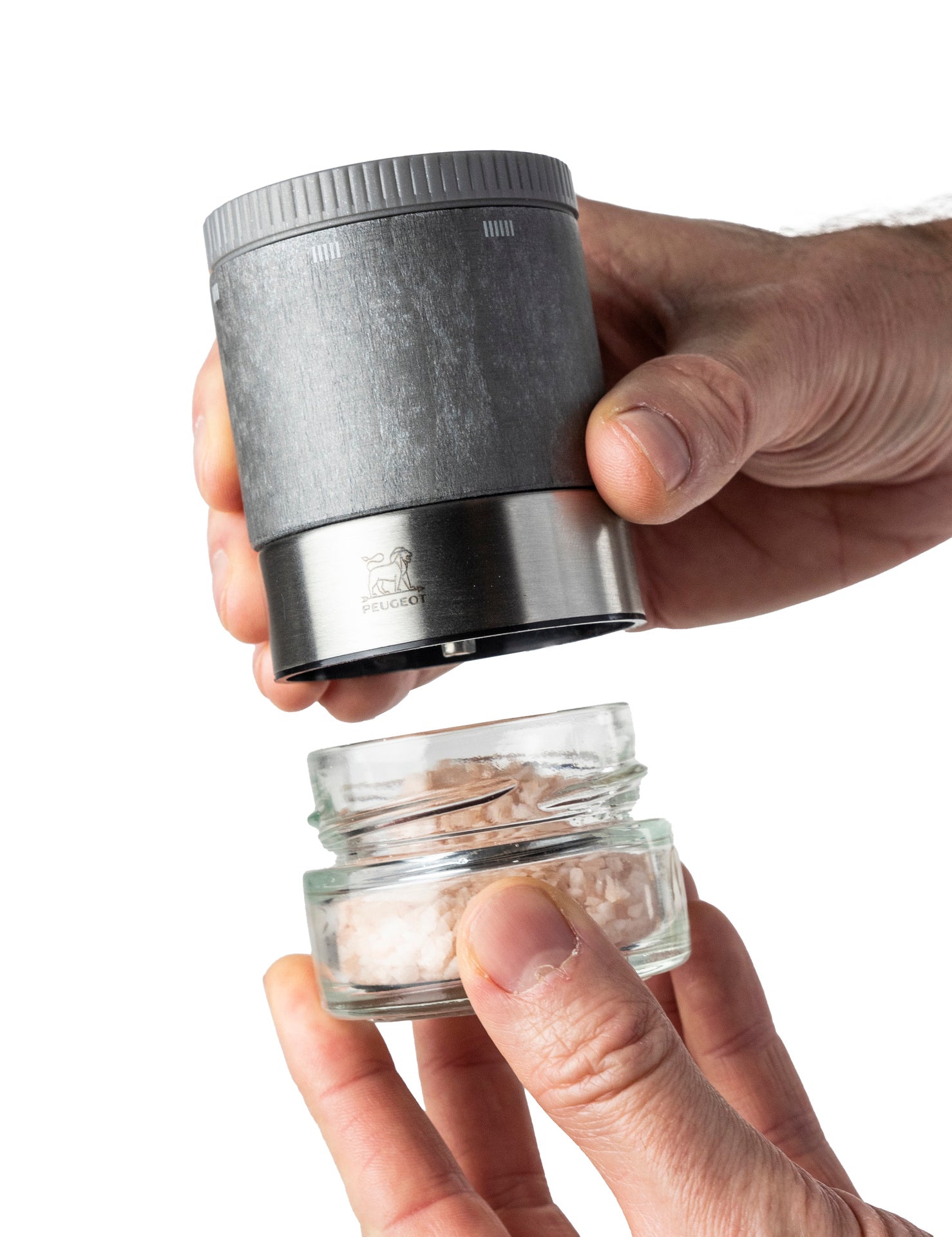 Peugeot Maestro salt mill, container and salt set, light graphite, 46989