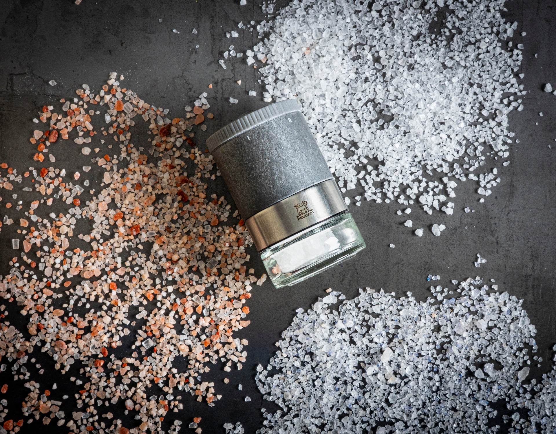 Peugeot Maestro salt mill, container and salt set, light graphite, 46989