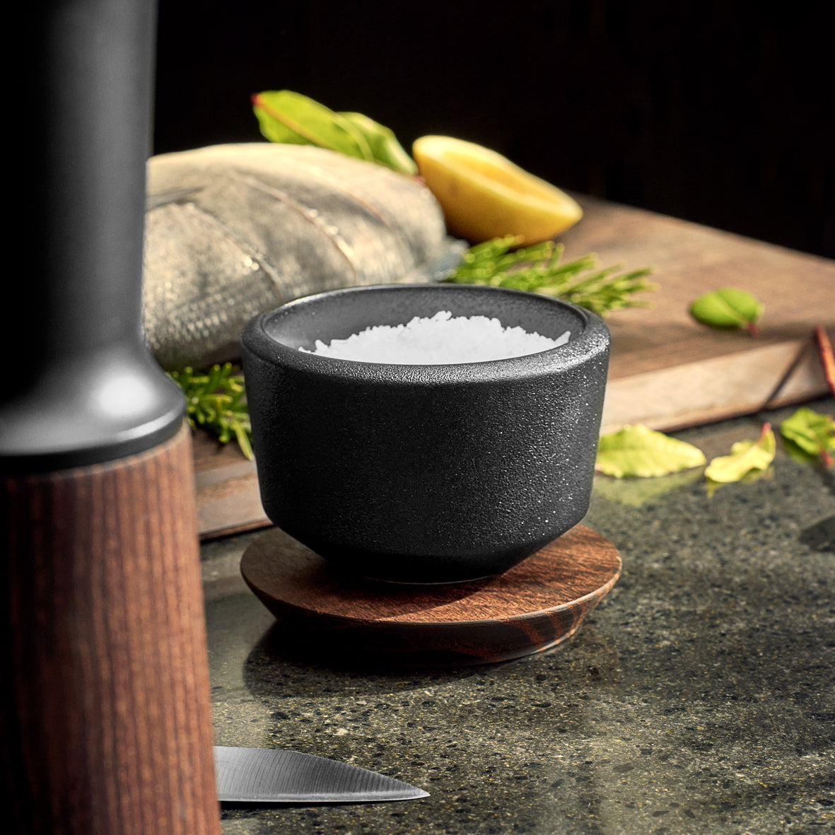 Rosendahl RÅ kameninová dóza na sůl 0,15 l, black, 23102