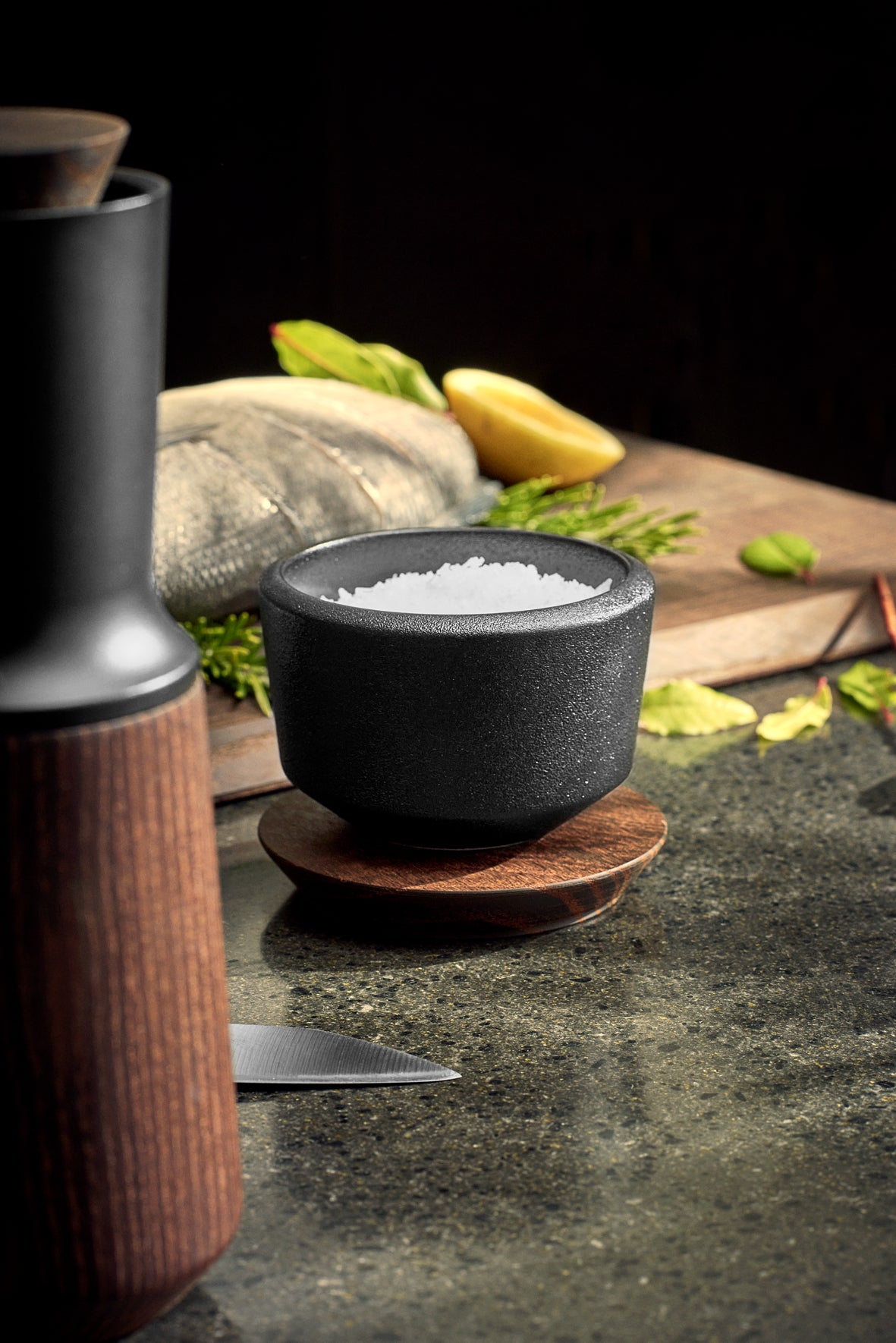 Rosendahl RÅ stoneware salt jar 0.15 l, black, 23102