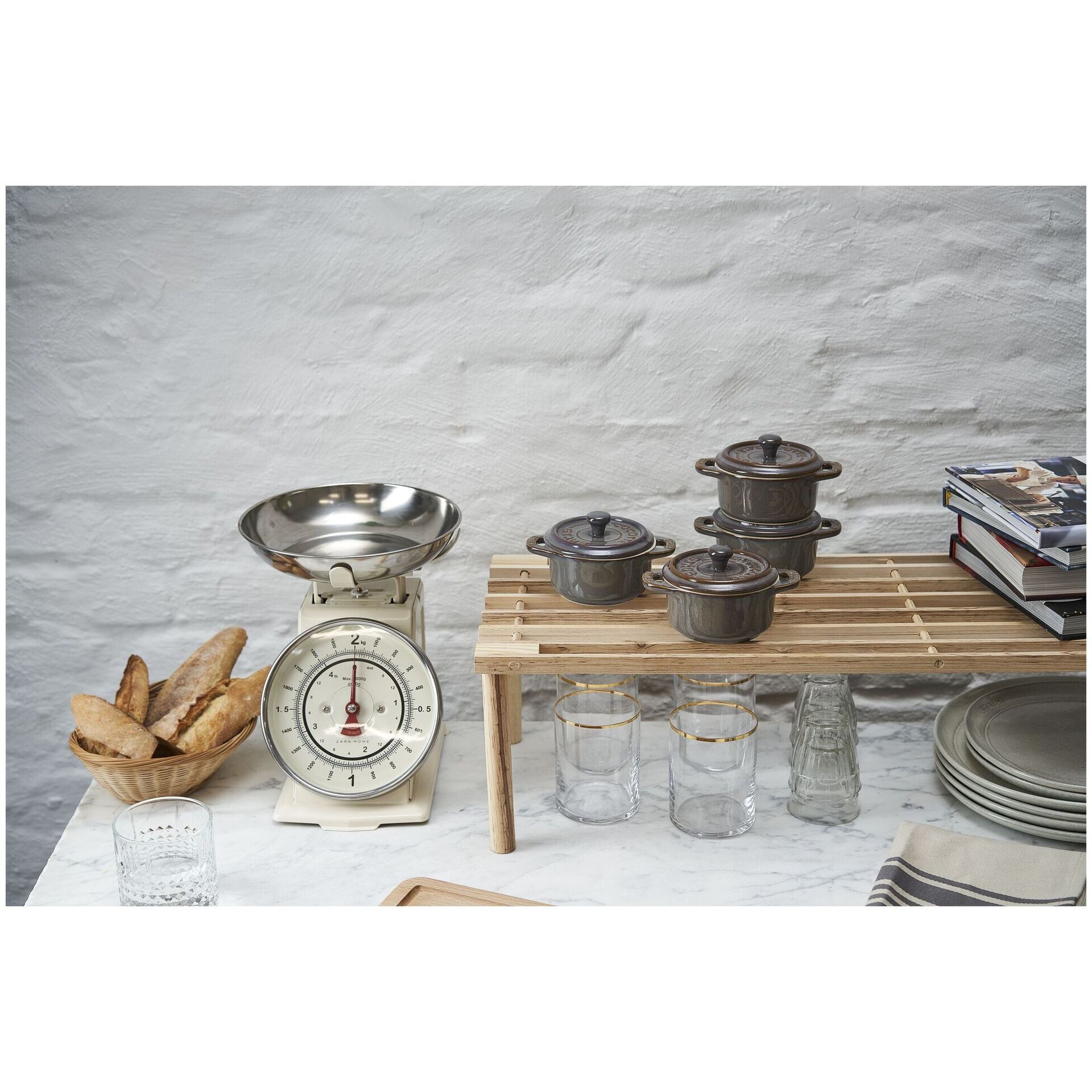 Staub set of 4 ceramic Mini Cocotte molds, antique gray, 40508-160