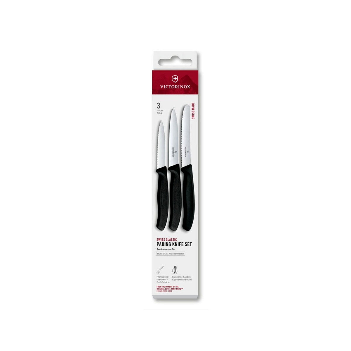 Victorinox Swiss Classic kitchen knife set 3 pcs, black, 6.7113.34