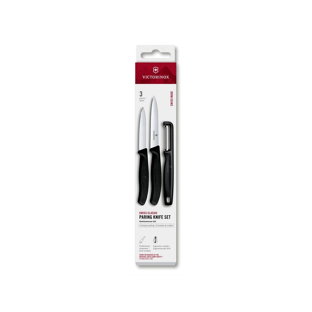 Victorinox Swiss Classic sada kuchyňských nožů a škrabky 3 ks, black, 6.7113.33