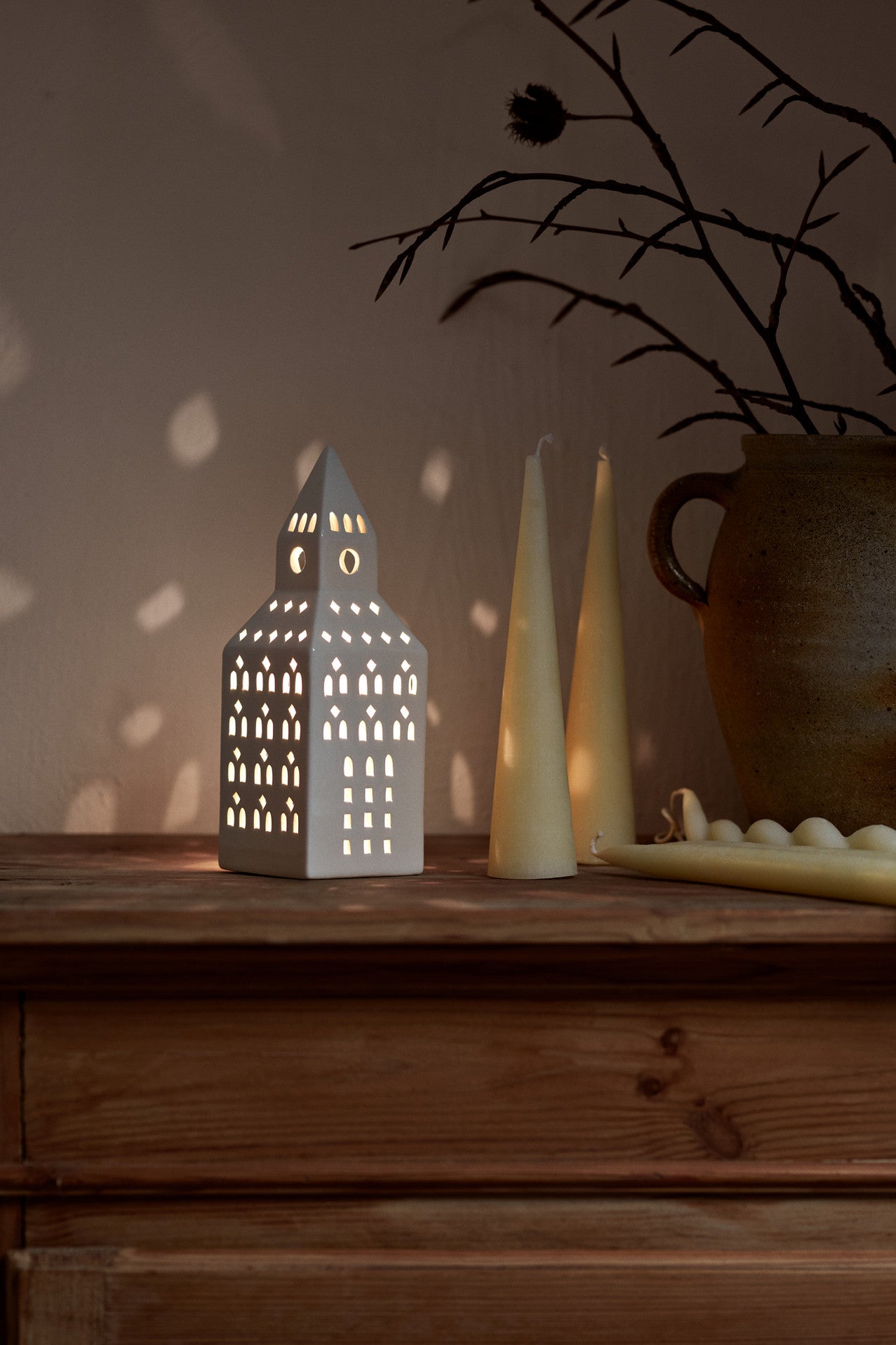 Kähler Urbania ceramic candlestick house Church tower 20 cm, 691092