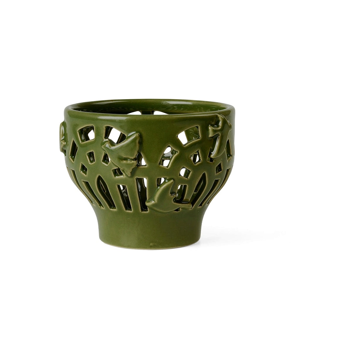 Kähler Orangery keramický svícen na čajovou svíčku 9,5 cm, green garden, 691203