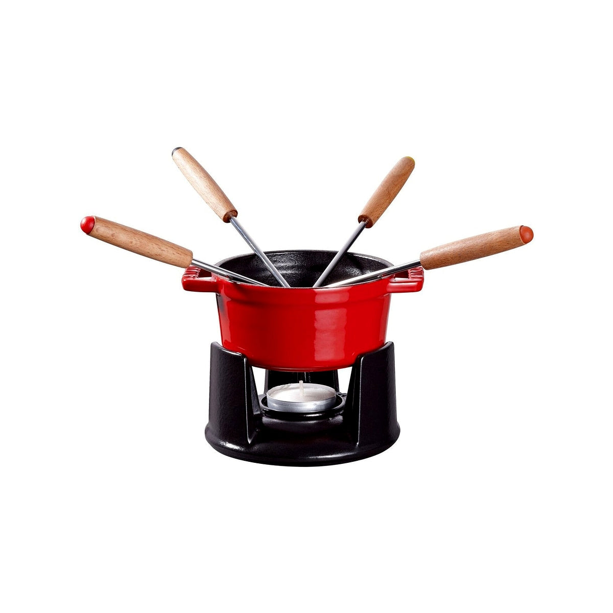 Staub mini fondue set, 4 ks vidličky 10 cm/0,25 l višňová, 1400406