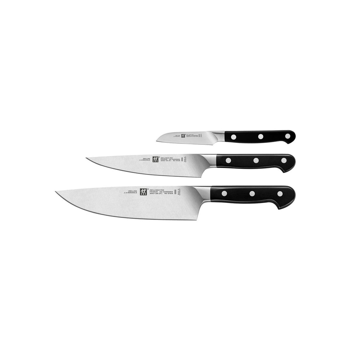 Zwilling Pro sada nožov 3 ks, nôž na zeleninu 9 cm, nôž na krájanie 16 cm, kuchársky nôž 20 cm, 38447-003