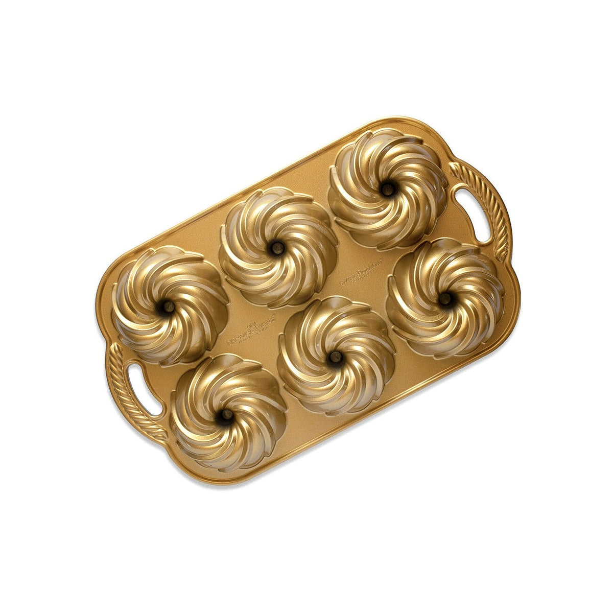 Mini plech na pečenie Nordic Ware so 6 formami Swirl, 3 šálky, zlatý, 93977