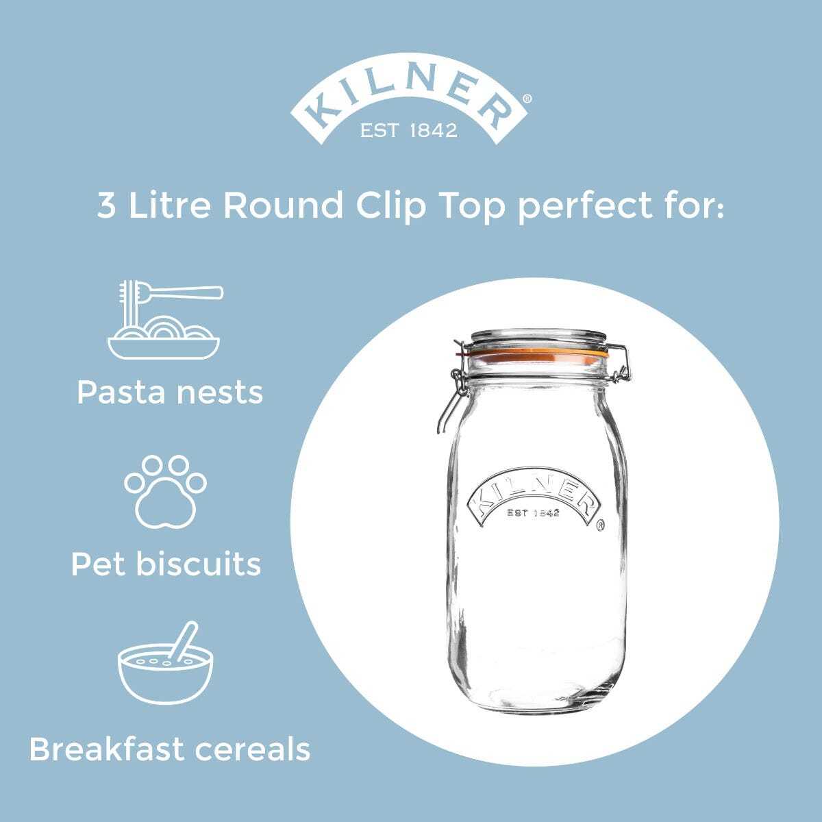 Kilner Clip Top jar with clip, round, 3 l, 0025.494