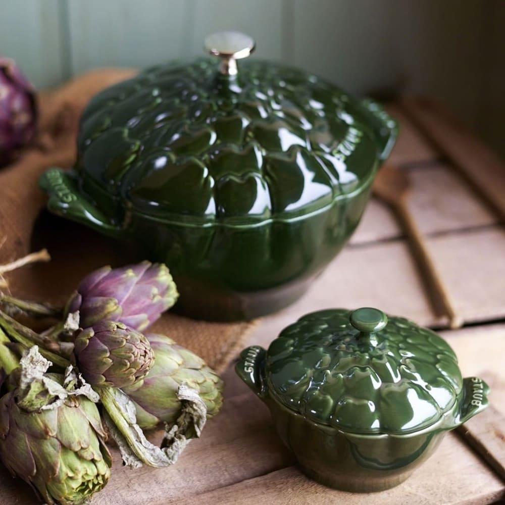 Staub Cocotte ceramic baking dish in artichoke shape 13 cm/0,5 l, green, 40500-326