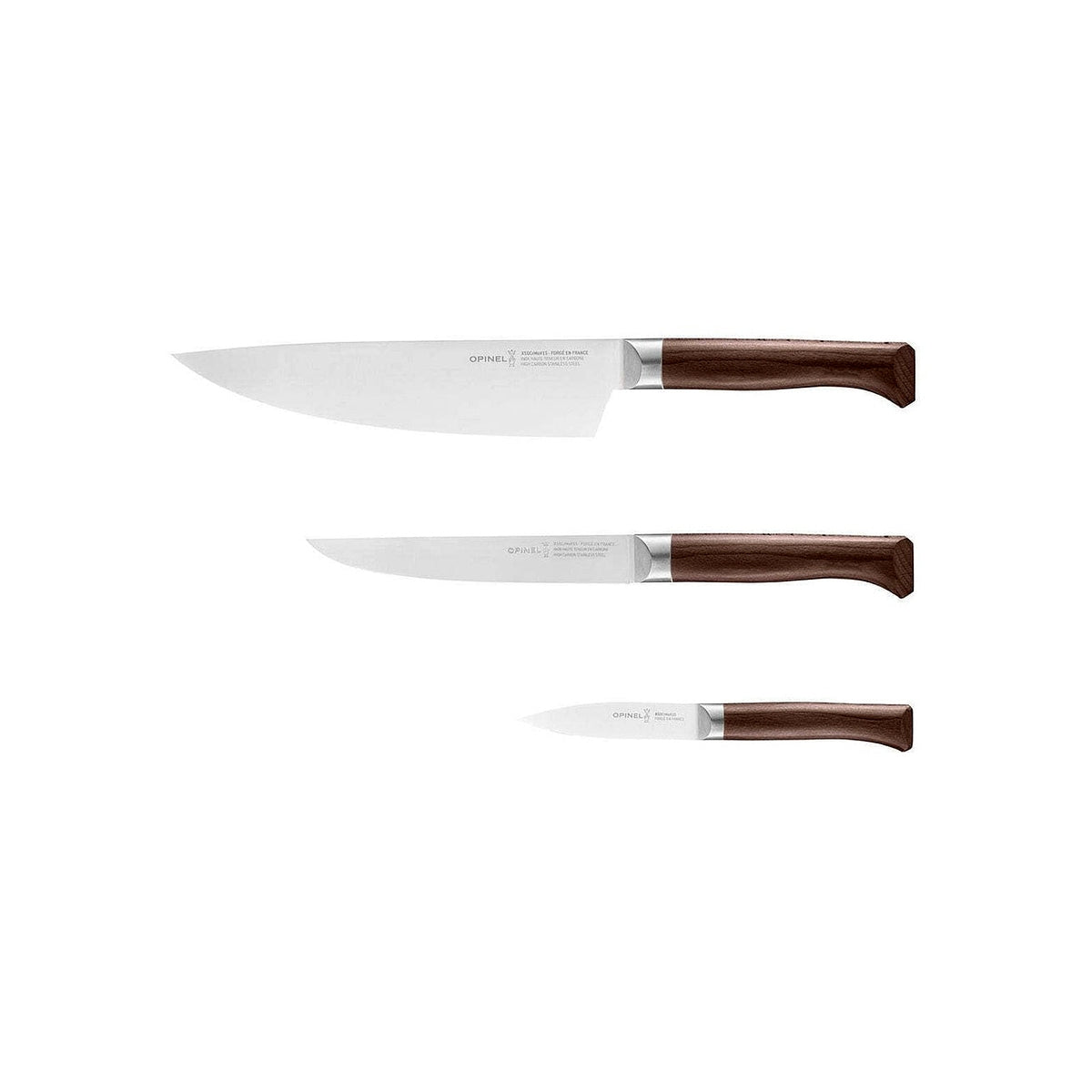Opinel Les Forgés 1890 Trio set of 3 knives, chef's, carving and vegetable, 002292