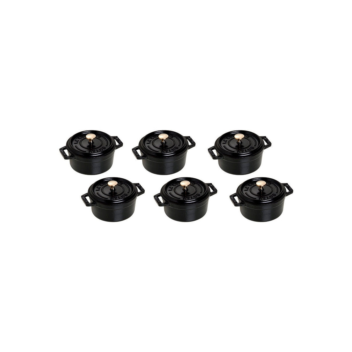 Staub Cocotte Set of 6 pieces mini pot round 10 cm/0,25 l black, 19501025