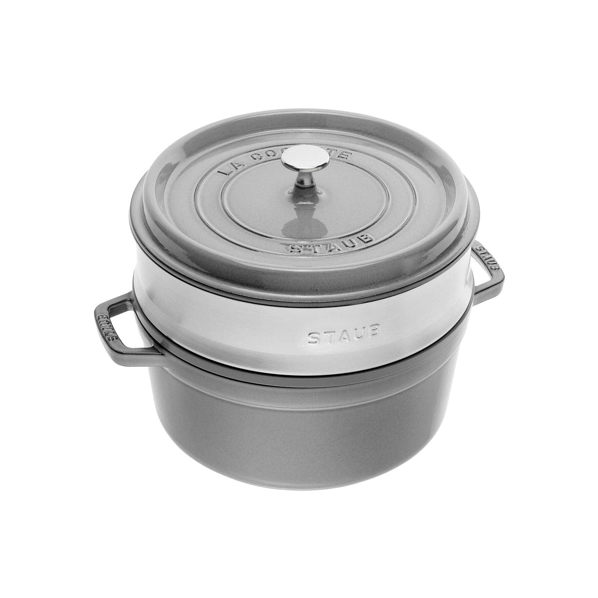 Staub Cocotte okrúhly hrniec s parnou vložkou 26 cm/5,2 l sivý, 1133818