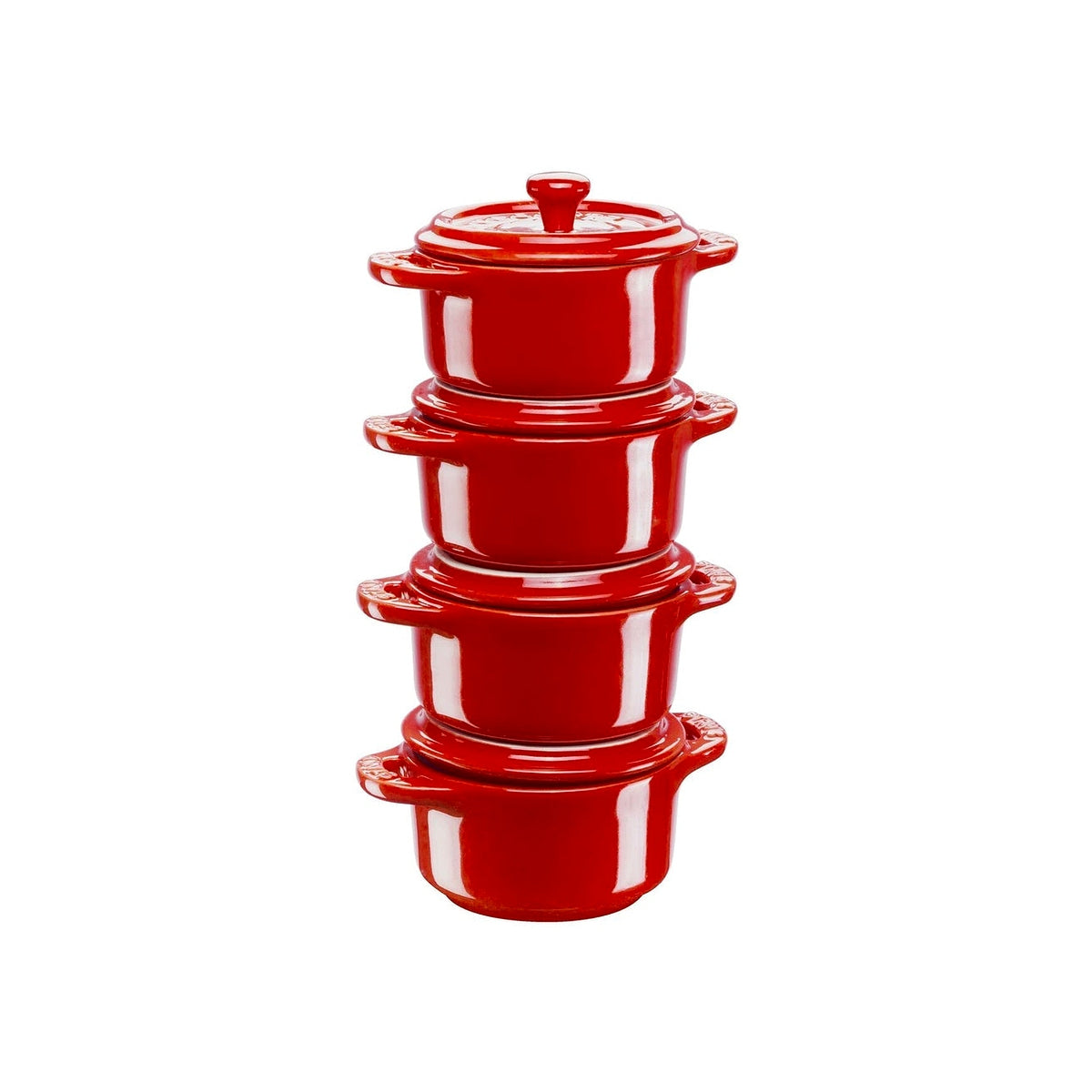 Staub set of 4 Mini Cocotte ceramic moulds, cherry, 40508-158