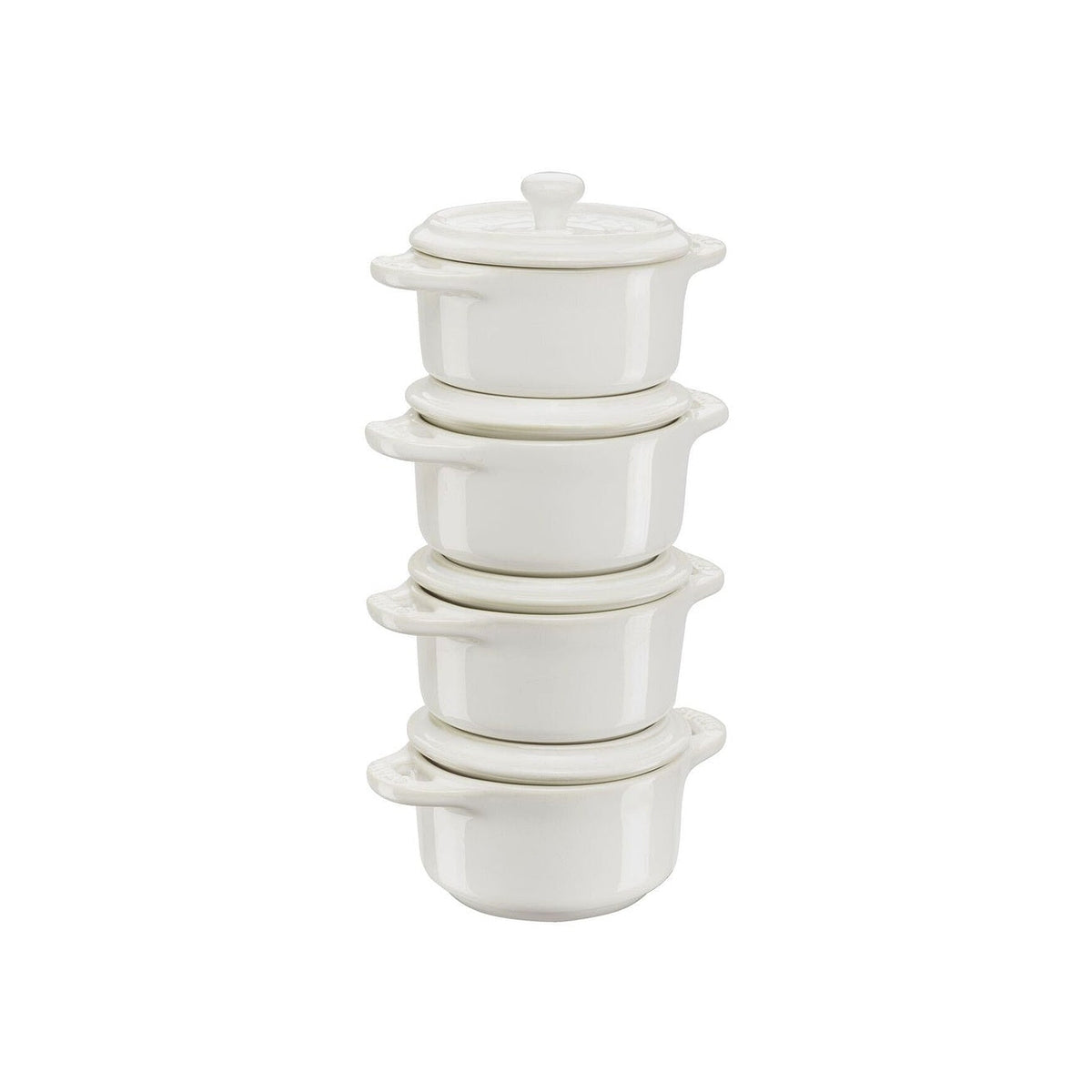 Staub set of 4 Mini Cocotte ceramic moulds, ivory, 40508-161