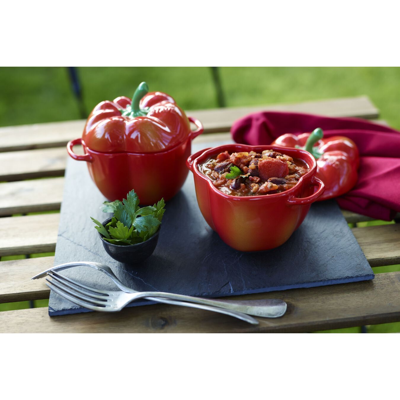 Staub Cocotte ceramic baking dish in the shape of a pepper 12 cm/0,47 l, orange-red, 40500-325