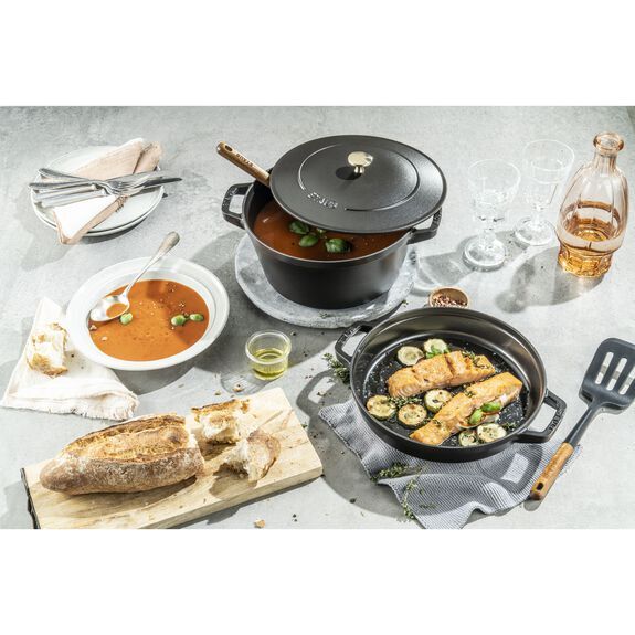Staub Cocotte 2-piece cast iron pot and pan set 24 cm, black, 14562423