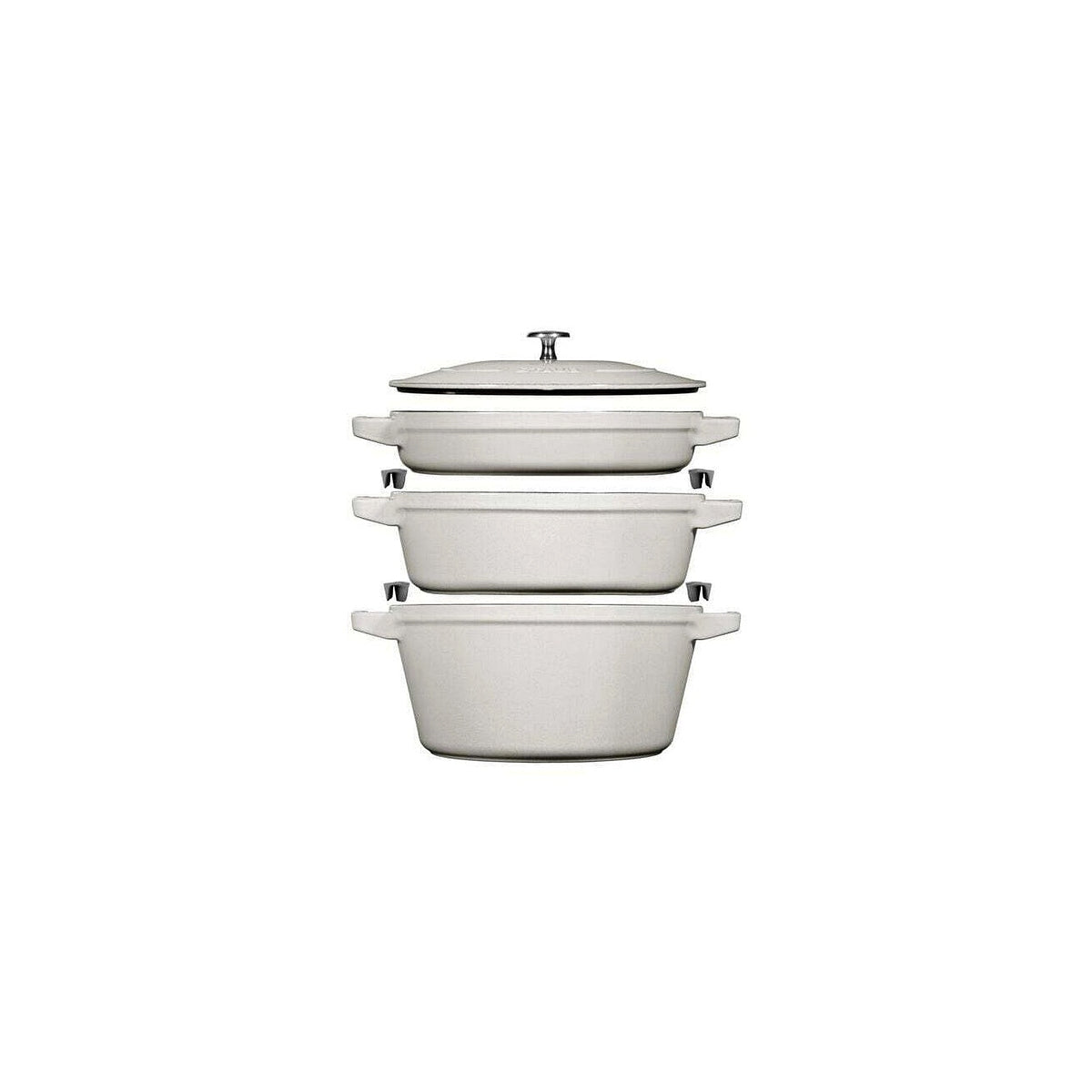 Staub Cocotte 3-dielna súprava liatinového hrnca, panvice a zapekacej misy 24 cm, biely hľuzovec, 40508-388