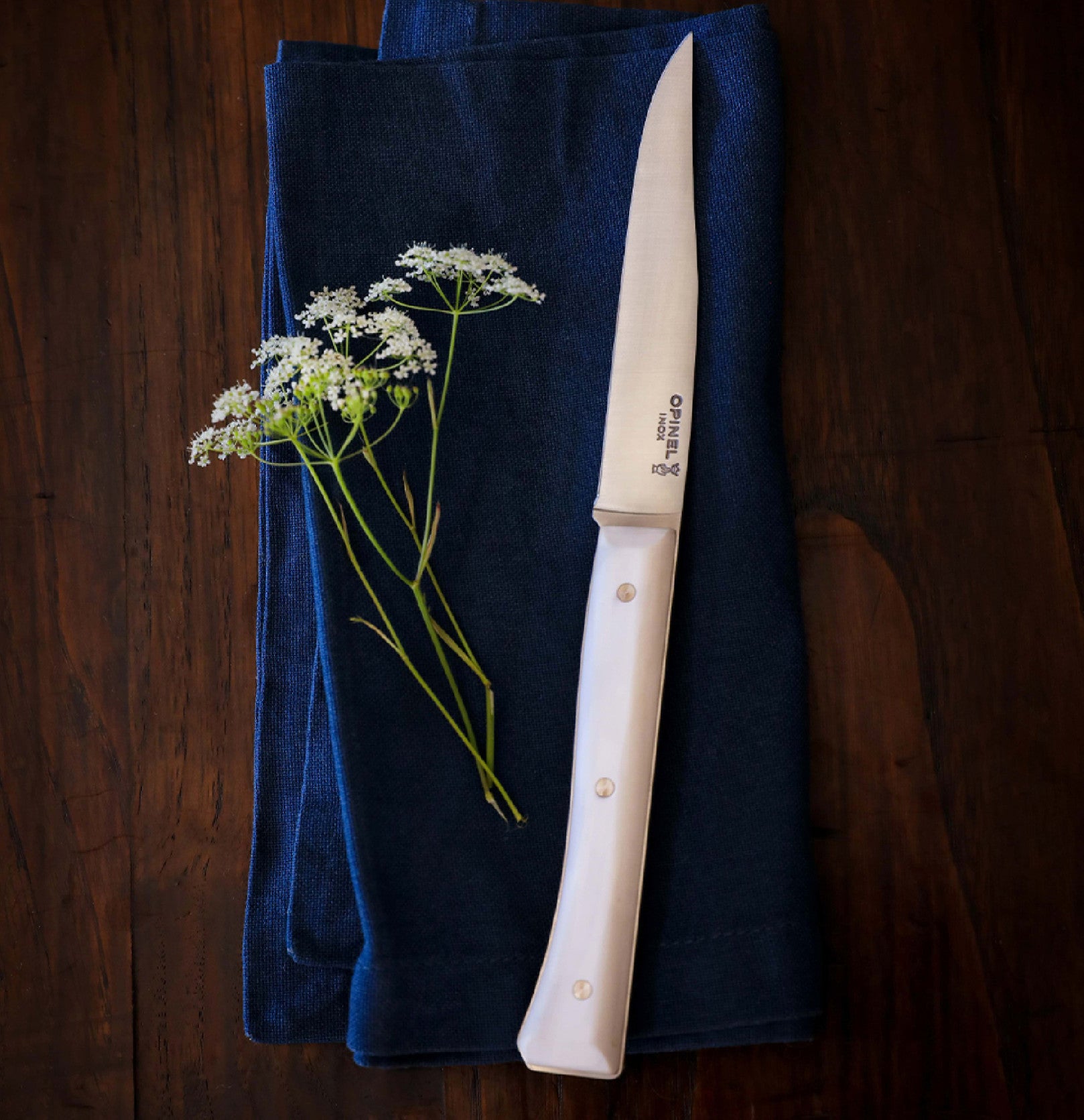 Opinel Facette set of 4 cutlery knives, white, 002499