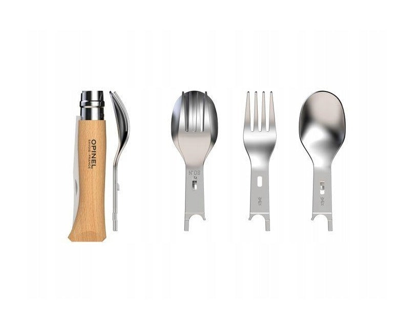 Opinel Picnic + knife set N°08, spoon, fork, napkin, 002500