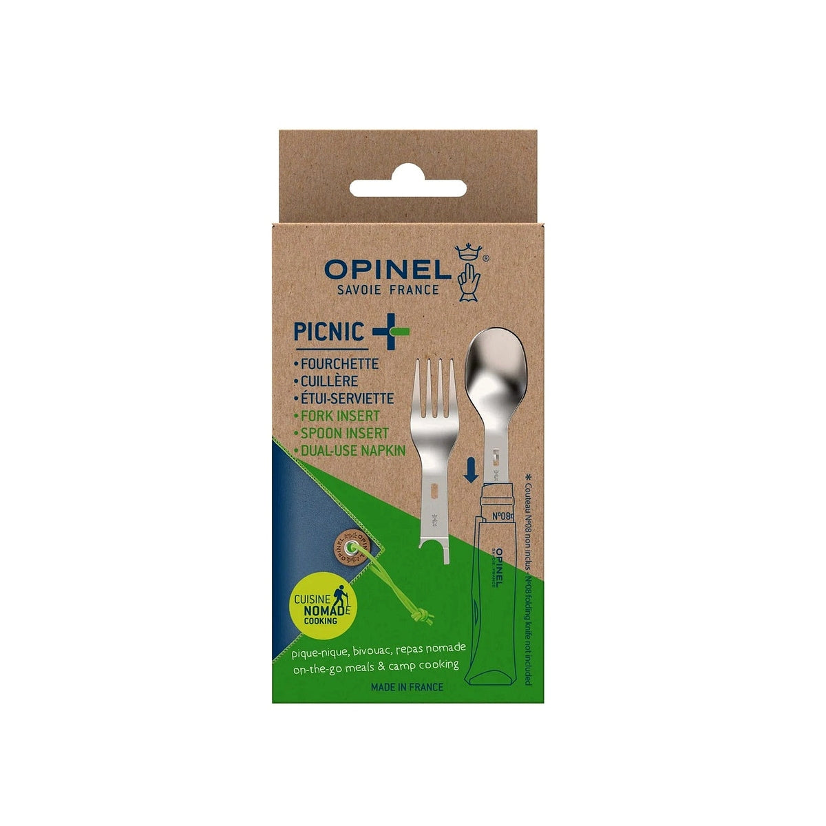 Opinel Picnic + set of spoon, fork and napkin for knives N°08, 002501