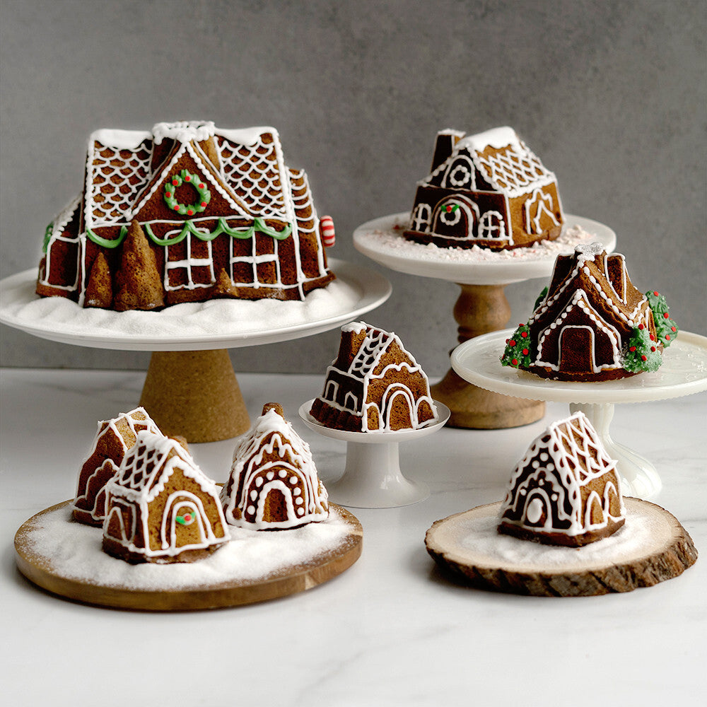 Nordic Ware mini cake pan with 6 molds Village, 6 cup silver, 81948