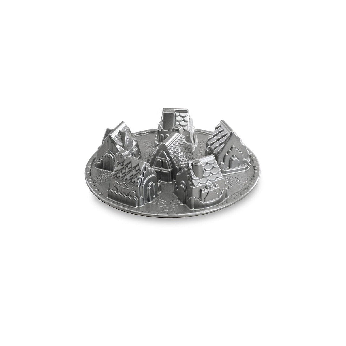 Nordic Ware mini cake pan with 6 molds Village, 6 cup silver, 81948