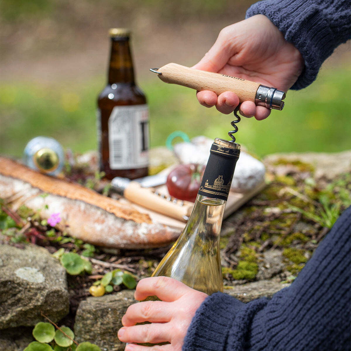 Opinel Nomad travel knife set with integrated corkscrew and bottle opener, 5 pcs, 002614