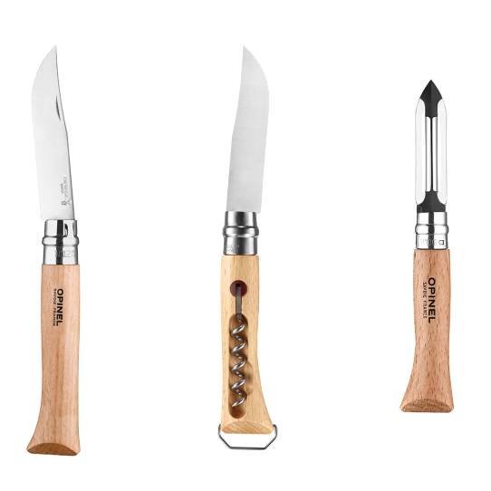 Opinel Nomad travel knife set with integrated corkscrew and bottle opener, 5 pcs, 002614
