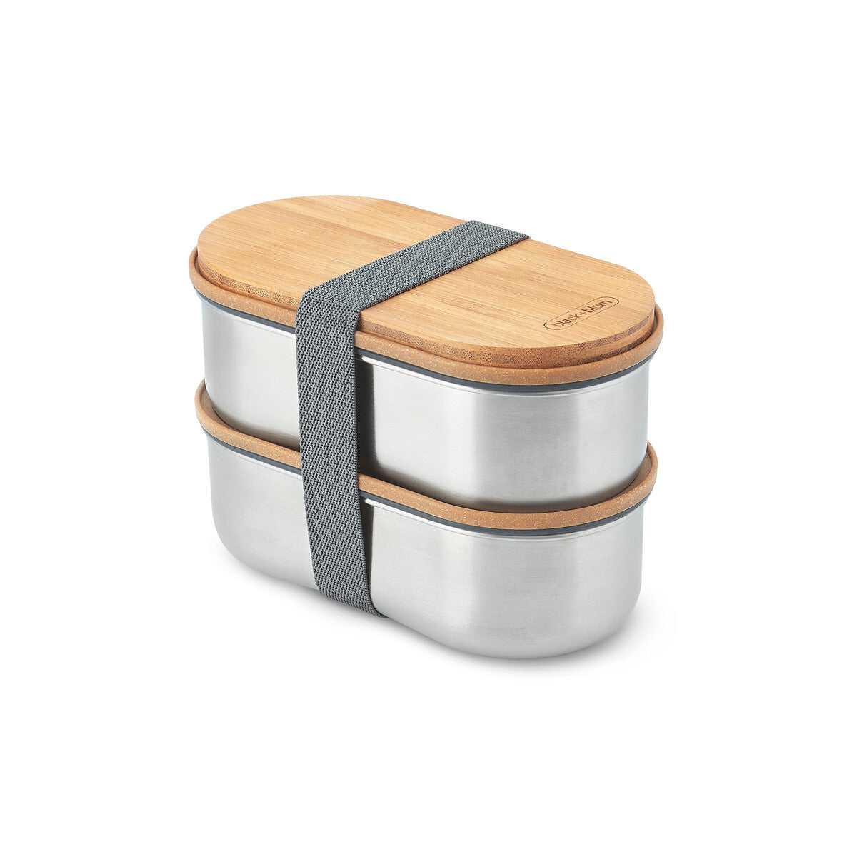 Black+Blum Bento snack box with bamboo lid and fork 1 l, grey, BAM-BT-L016