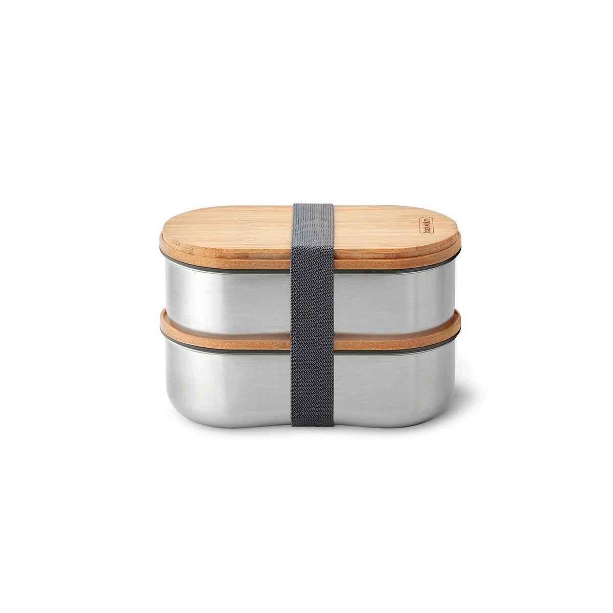 Black+Blum Bento snack box with bamboo lid and fork 1 l, grey, BAM-BT-L016