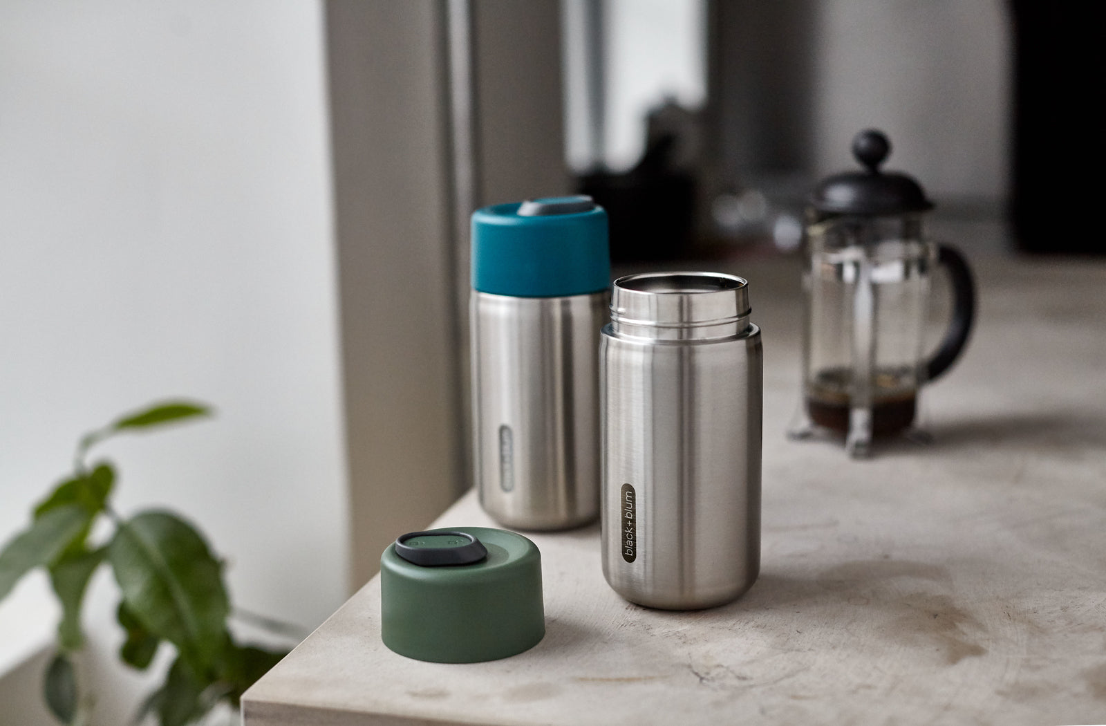 Black+Blum stainless steel travel thermo mug 340 ml, olive, TC-SS010